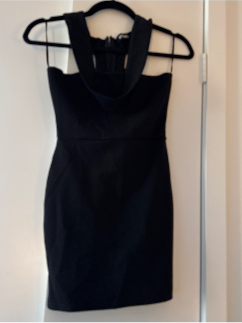 Missguided Black Mini Dress with Structured Neckline